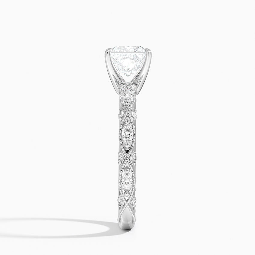 Celestia Milgrain Diamond Ring (1/4 ct. tw.) Platinum Princess Engagement Ring