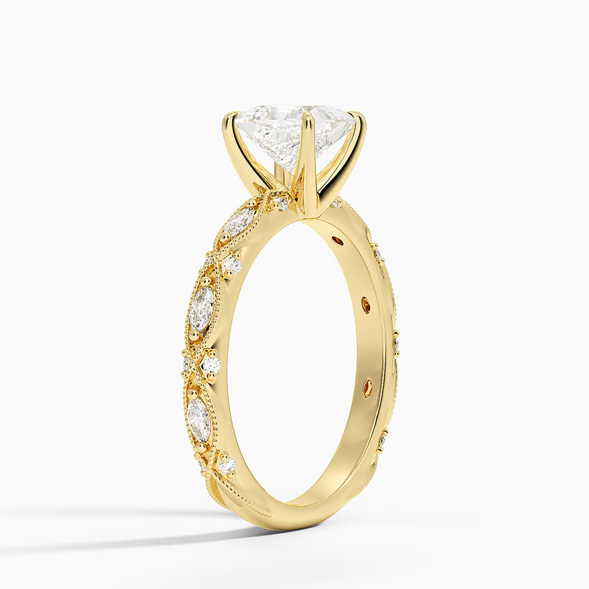 Celestia Milgrain Diamond Ring (1/4 ct. tw.) Yellow Gold 18k Princess Engagement Ring