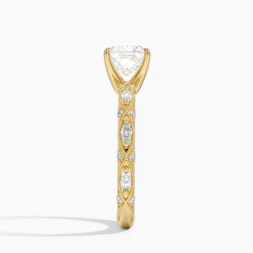 Celestia Milgrain Diamond Ring (1/4 ct. tw.) Yellow Gold 18k Princess Engagement Ring