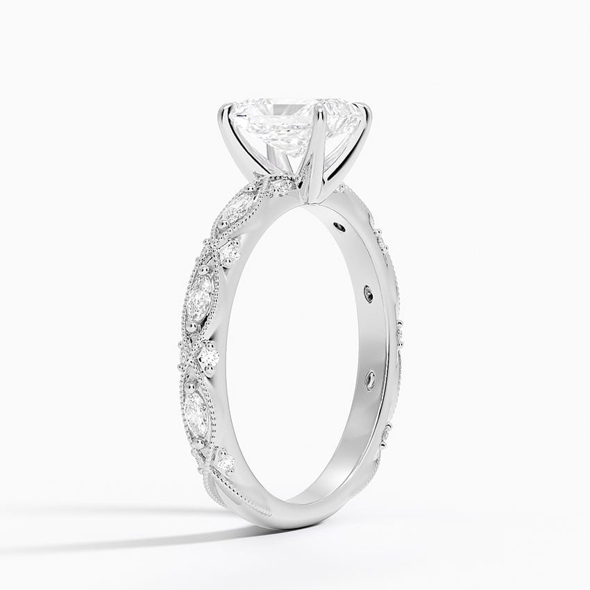 Celestia Milgrain Diamond Ring (1/4 ct. tw.) Platinum Radiant Engagement Ring