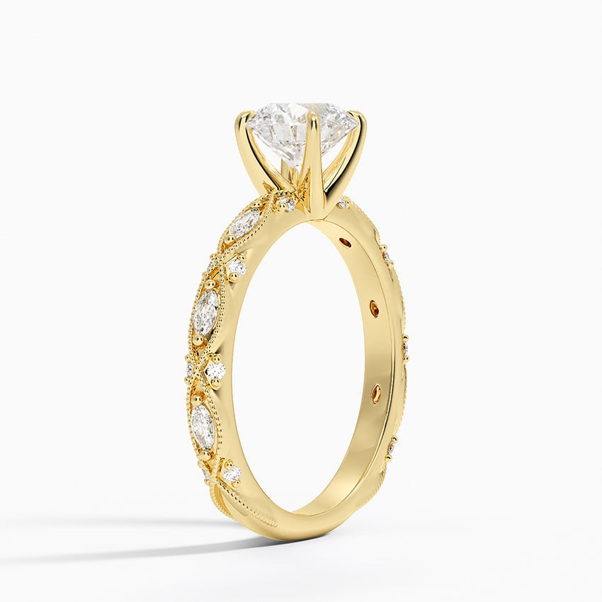 Celestia Milgrain Diamond Ring (1/4 ct. tw.) Yellow Gold 18k Round Engagement Ring