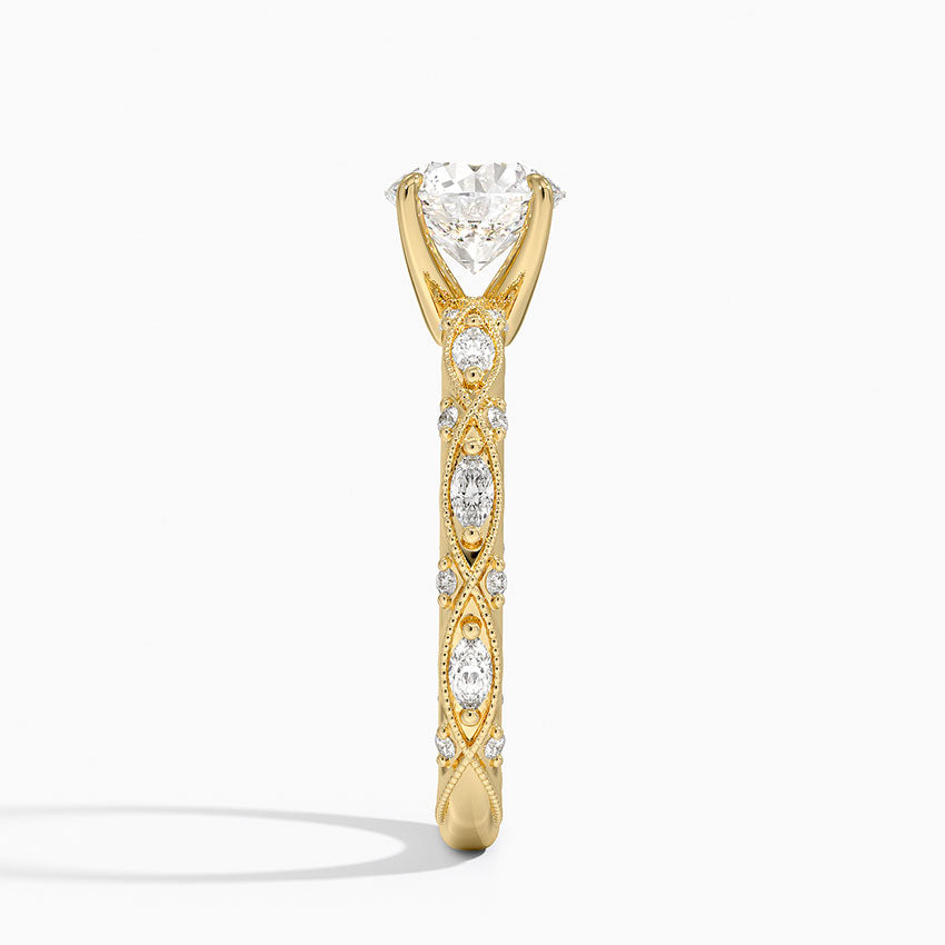Celestia Milgrain Diamond Ring (1/4 ct. tw.) Yellow Gold 18k Round Engagement Ring