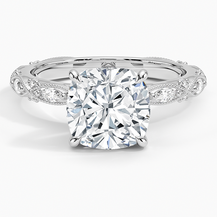 Celestia Milgrain Diamond Ring (1/4 ct. tw.) Platinum Cushion Engagement Ring
