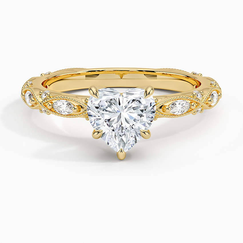 Celestia Milgrain Diamond Ring (1/4 ct. tw.) Yellow Gold 18k Heart Engagement Ring
