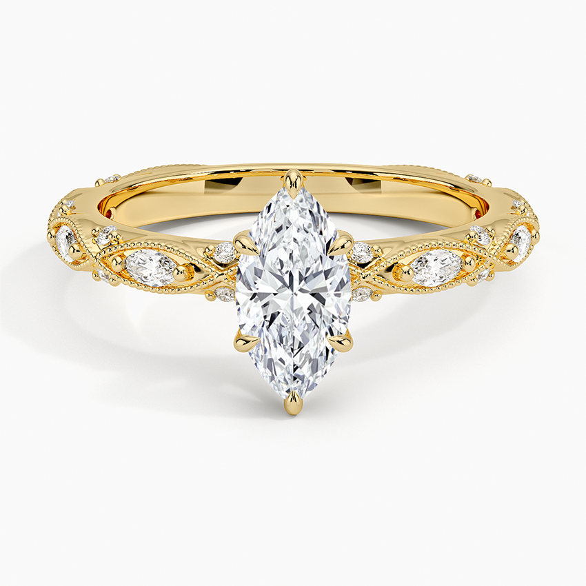 Celestia Milgrain Diamond Ring (1/4 ct. tw.) Yellow Gold 18k Marquise Engagement Ring