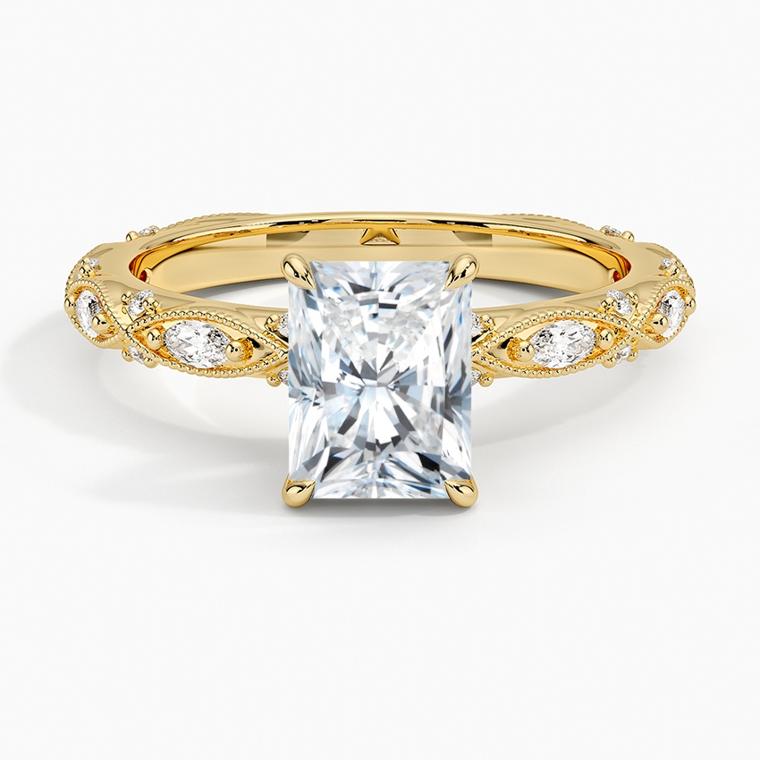 Celestia Milgrain Diamond Ring (1/4 ct. tw.) Yellow Gold 18k Radiant Engagement Ring