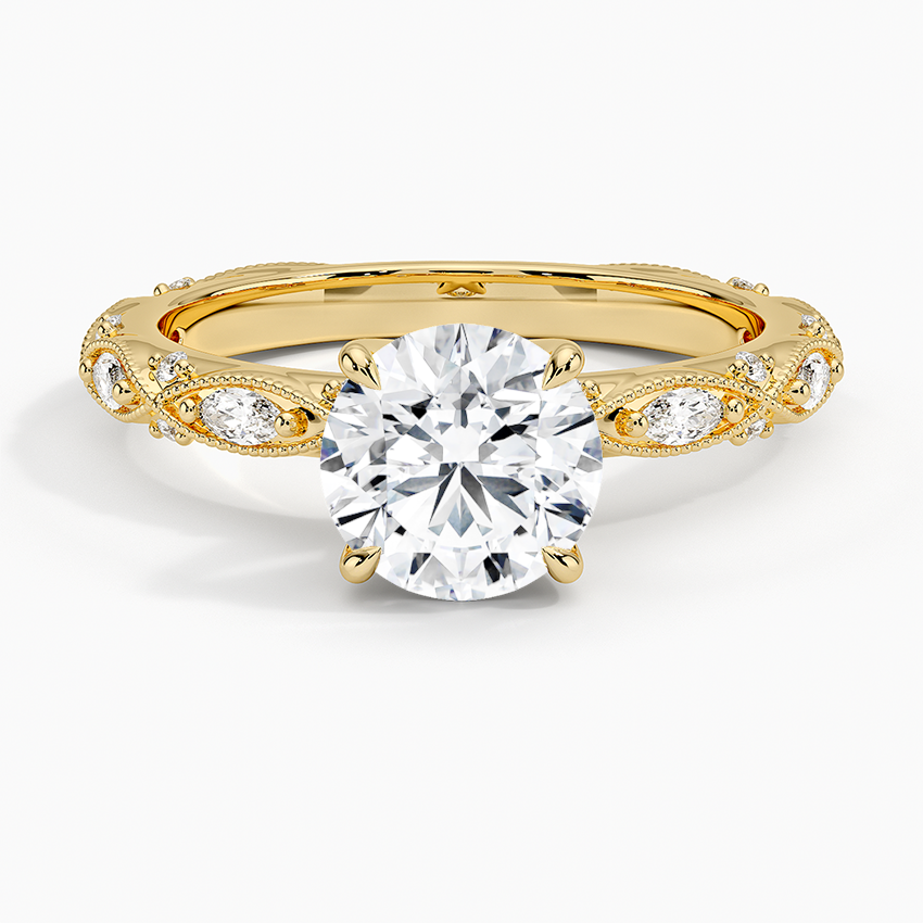 Celestia Milgrain Diamond Ring (1/4 ct. tw.) Yellow Gold 18k Round Engagement Ring