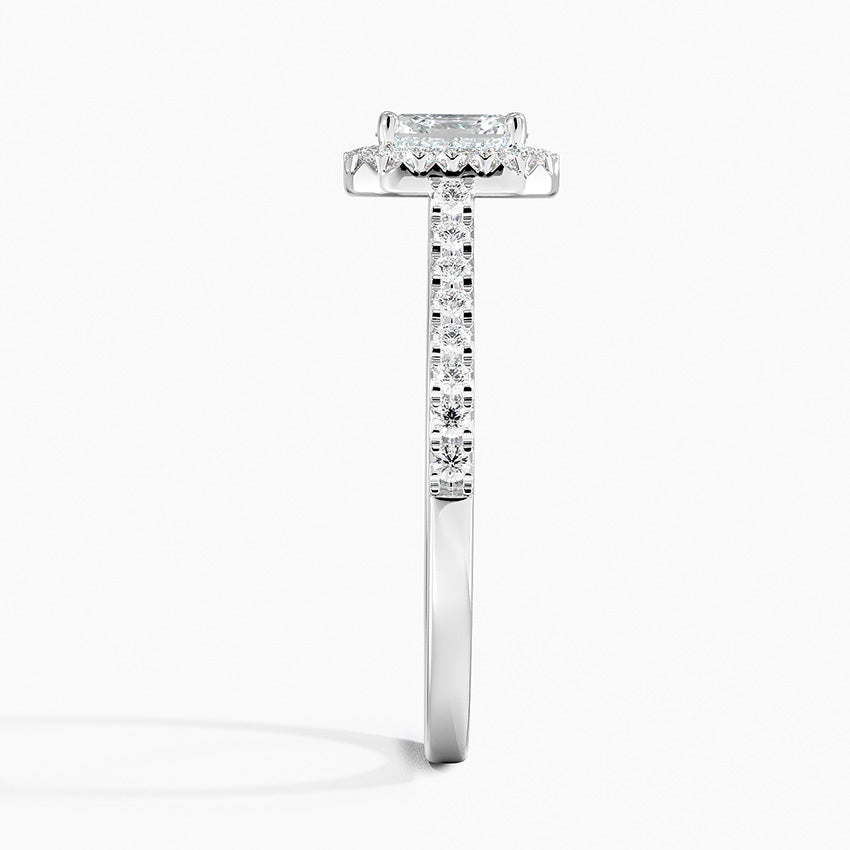 Adorned Odessa Halo Diamond Ring Platinum Asscher Engagement Ring