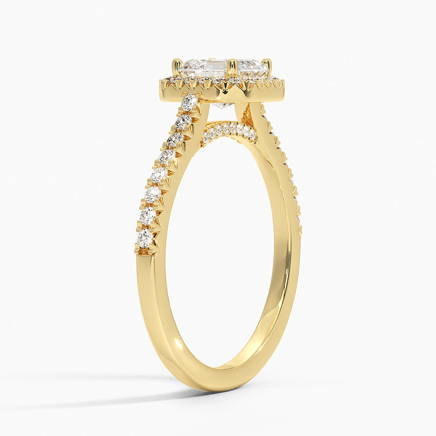 Adorned Odessa Halo Diamond Ring Yellow Gold 18k Asscher Engagement Ring