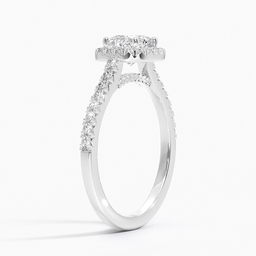 Adorned Odessa Halo Diamond Ring Platinum Cushion Engagement Ring