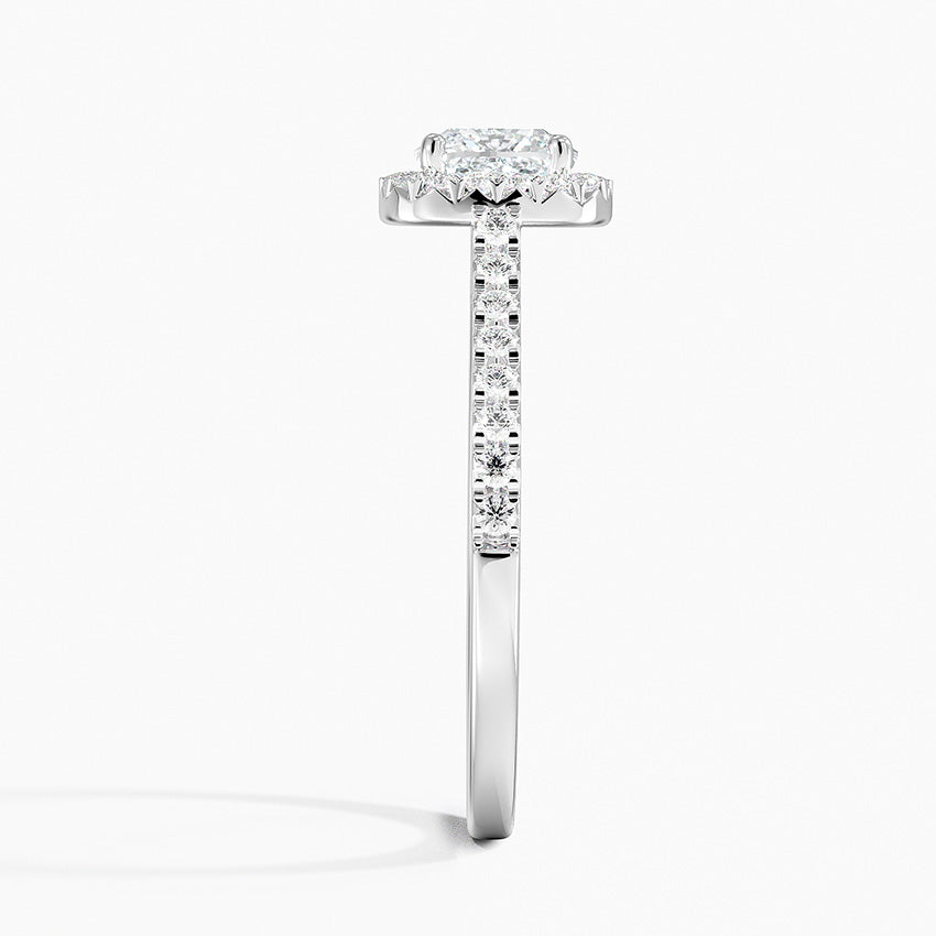 Adorned Odessa Halo Diamond Ring Platinum Cushion Engagement Ring