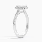 Adorned Odessa Halo Diamond Ring Platinum Emerald Engagement Ring