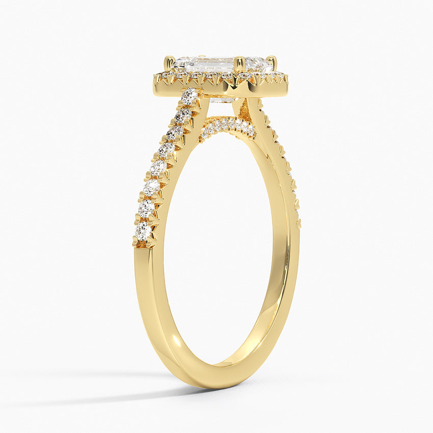 Adorned Odessa Halo Diamond Ring Yellow Gold 18k Emerald Engagement Ring