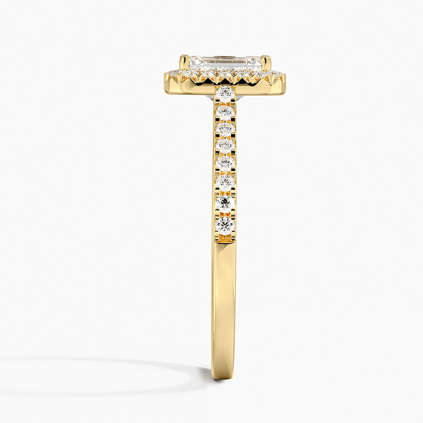 Adorned Odessa Halo Diamond Ring Yellow Gold 18k Emerald Engagement Ring