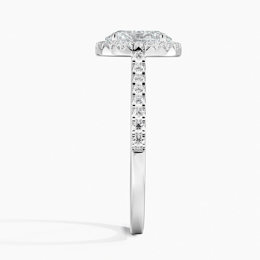Adorned Odessa Halo Diamond Ring Platinum Oval Engagement Ring