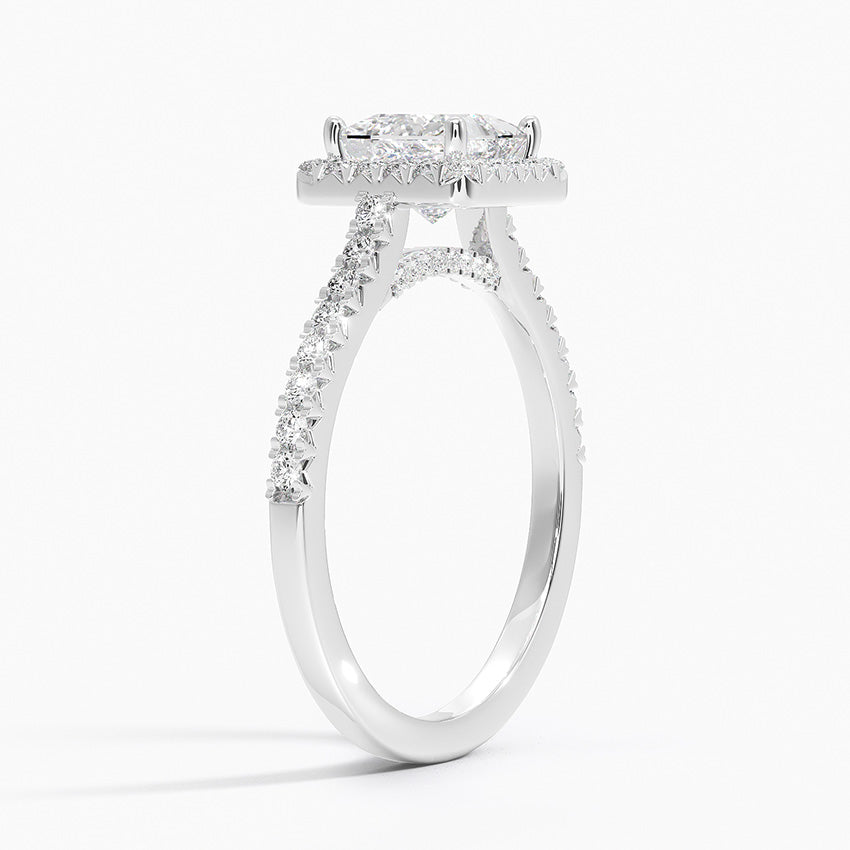 Adorned Odessa Halo Diamond Ring Platinum Princess Engagement Ring