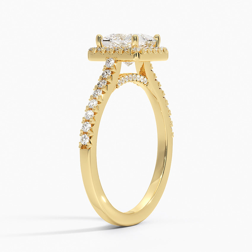 Adorned Odessa Halo Diamond Ring Yellow Gold 18k Princess Engagement Ring