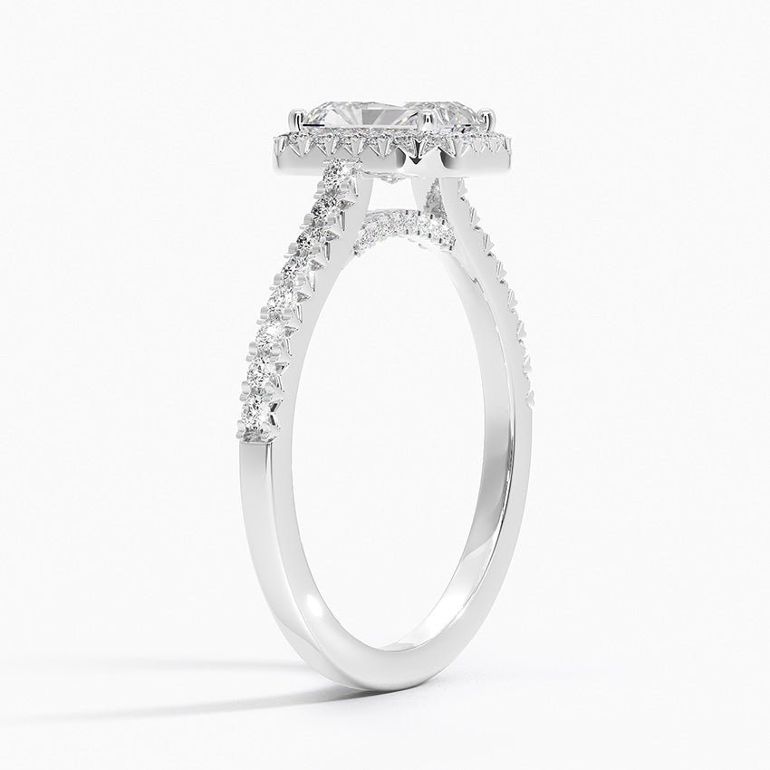 Adorned Odessa Halo Diamond Ring Platinum Radiant Engagement Ring