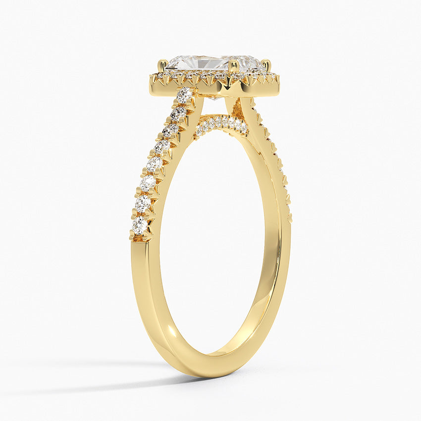 Adorned Odessa Halo Diamond Ring Yellow Gold 18k Radiant Engagement Ring