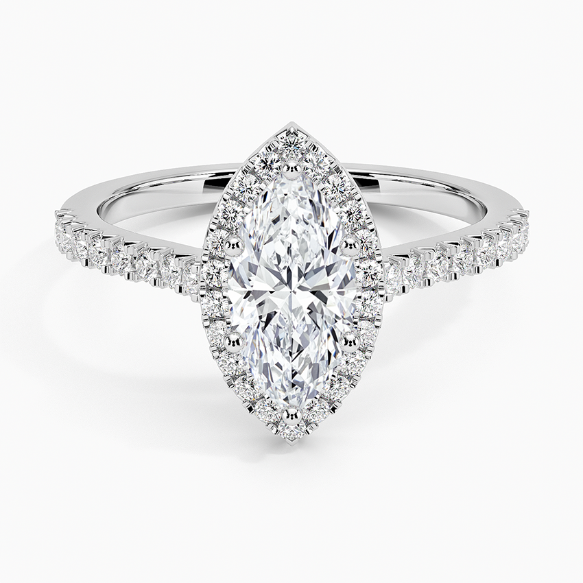Adorned Odessa Halo Diamond Ring Platinum Marquise Engagement Ring