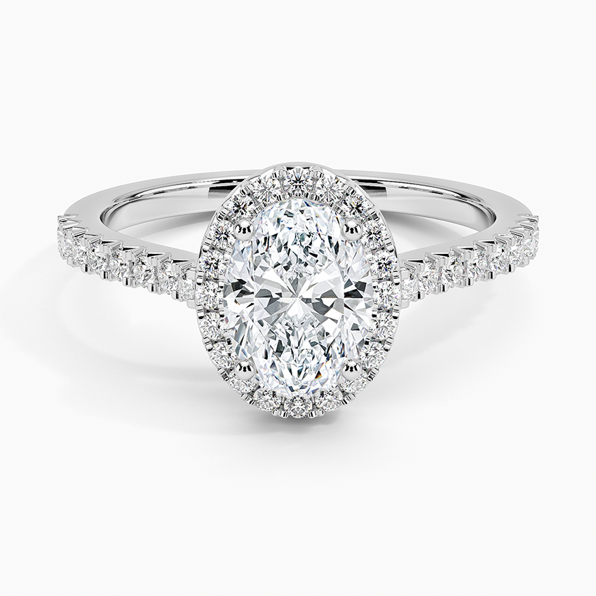 Adorned Odessa Halo Diamond Ring Platinum Oval Engagement Ring