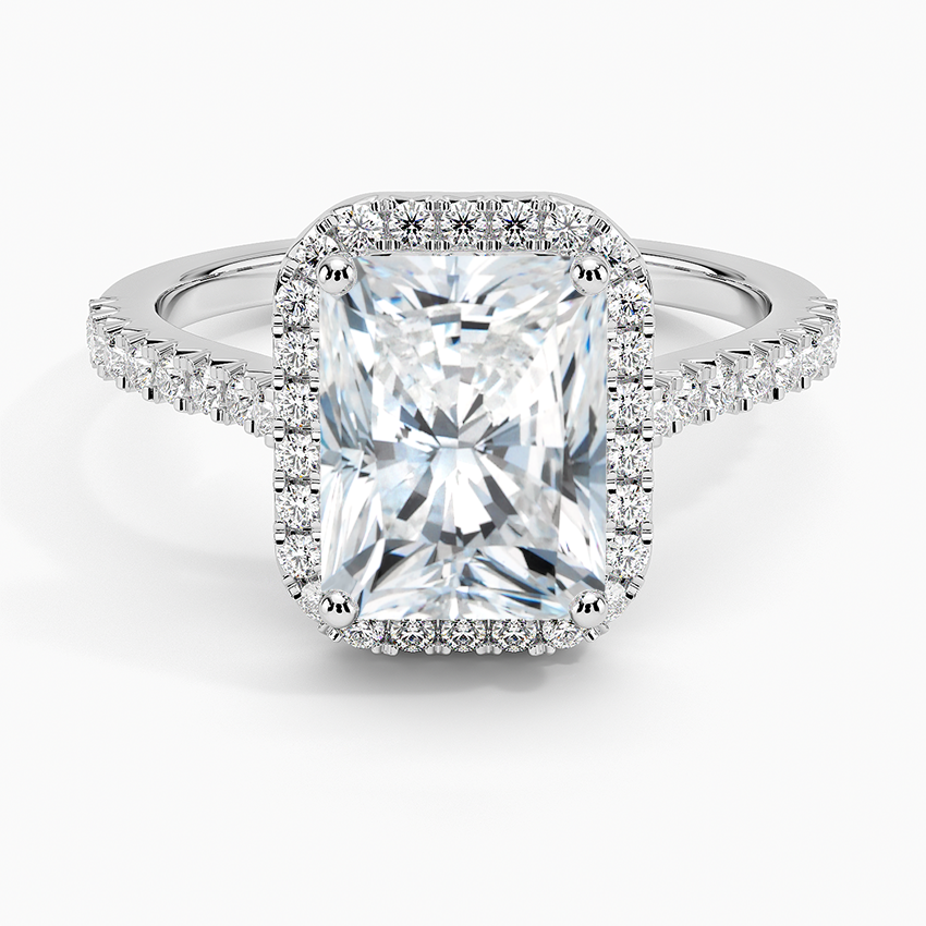 Adorned Odessa Halo Diamond Ring Platinum Radiant Engagement Ring