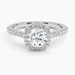Adorned Odessa Halo Diamond Ring Platinum Round Engagement Ring