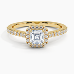 Adorned Odessa Halo Diamond Ring Yellow Gold 18k Asscher Engagement Ring