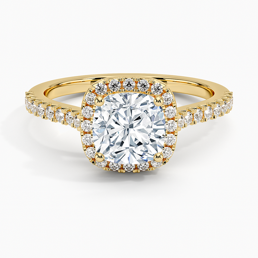 Adorned Odessa Halo Diamond Ring Yellow Gold 18k Cushion Engagement Ring
