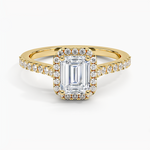 Adorned Odessa Halo Diamond Ring Yellow Gold 18k Emerald Engagement Ring