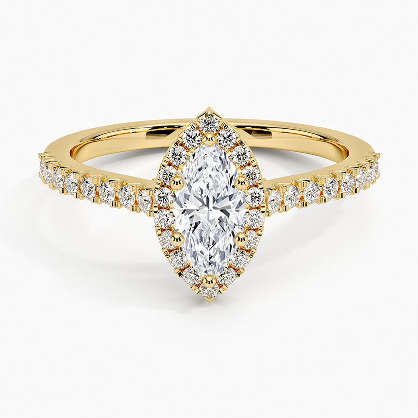 Adorned Odessa Halo Diamond Ring Yellow Gold 18k Marquise Engagement Ring