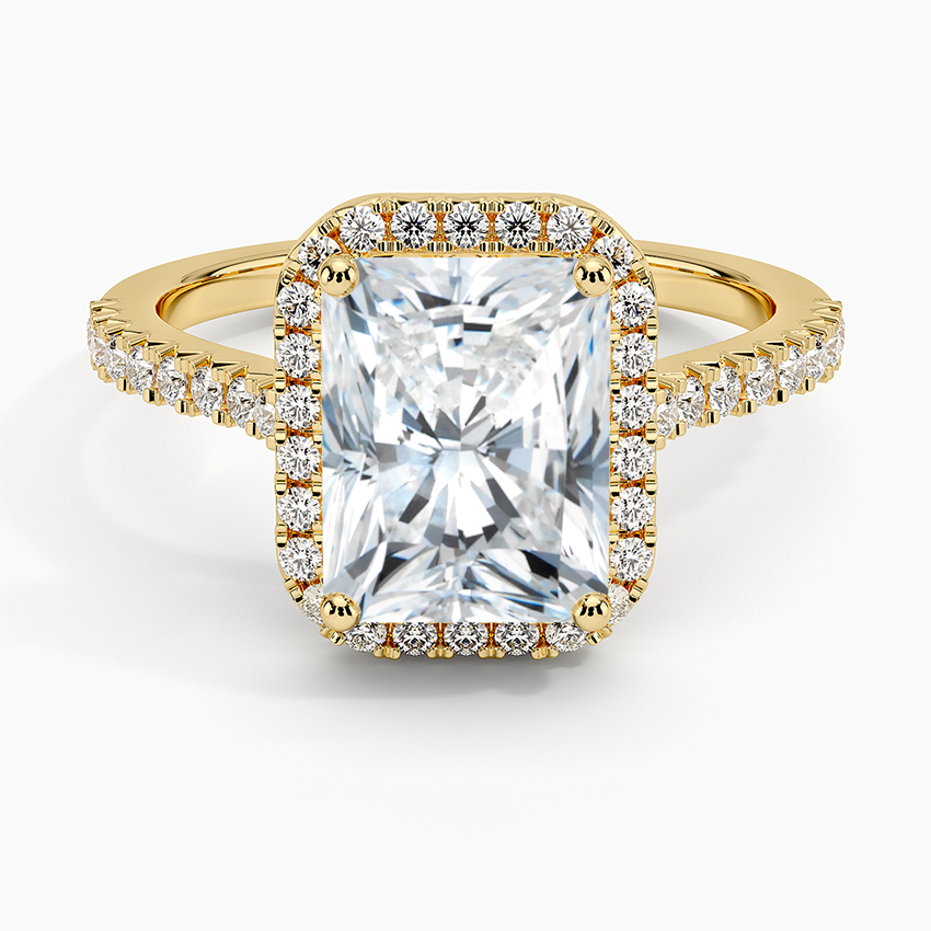 Adorned Odessa Halo Diamond Ring Yellow Gold 18k Radiant Engagement Ring