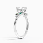 Arden Diamond Ring with Lab Emerald Accents Platinum Asscher Engagement Ring