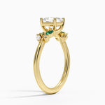 Arden Diamond Ring with Lab Emerald Accents Yellow Gold 18k Asscher Engagement Ring