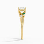 Arden Diamond Ring with Lab Emerald Accents Yellow Gold 18k Asscher Engagement Ring