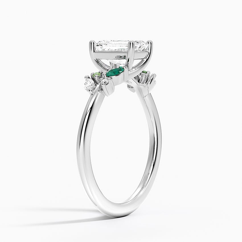Arden Diamond Ring with Lab Emerald Accents Platinum Emerald Engagement Ring