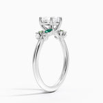 Arden Diamond Ring with Lab Emerald Accents Platinum Heart Engagement Ring