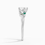 Arden Diamond Ring with Lab Emerald Accents Platinum Heart Engagement Ring