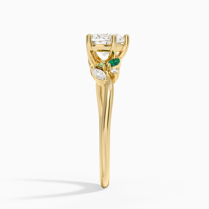 Arden Diamond Ring with Lab Emerald Accents Yellow Gold 18k Heart Engagement Ring