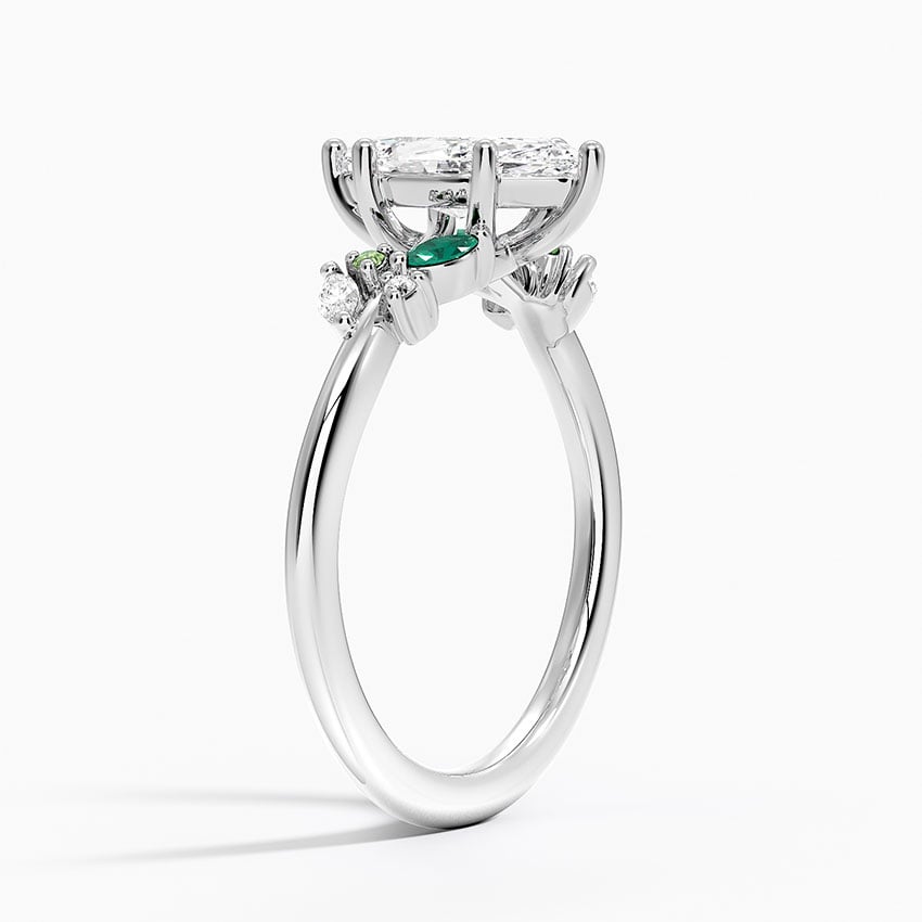 Arden Diamond Ring with Lab Emerald Accents Platinum Marquise Engagement Ring