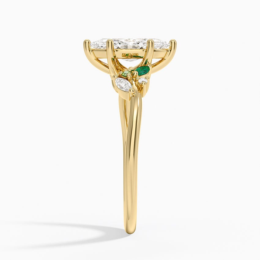 Arden Diamond Ring with Lab Emerald Accents Yellow Gold 18k Marquise Engagement Ring