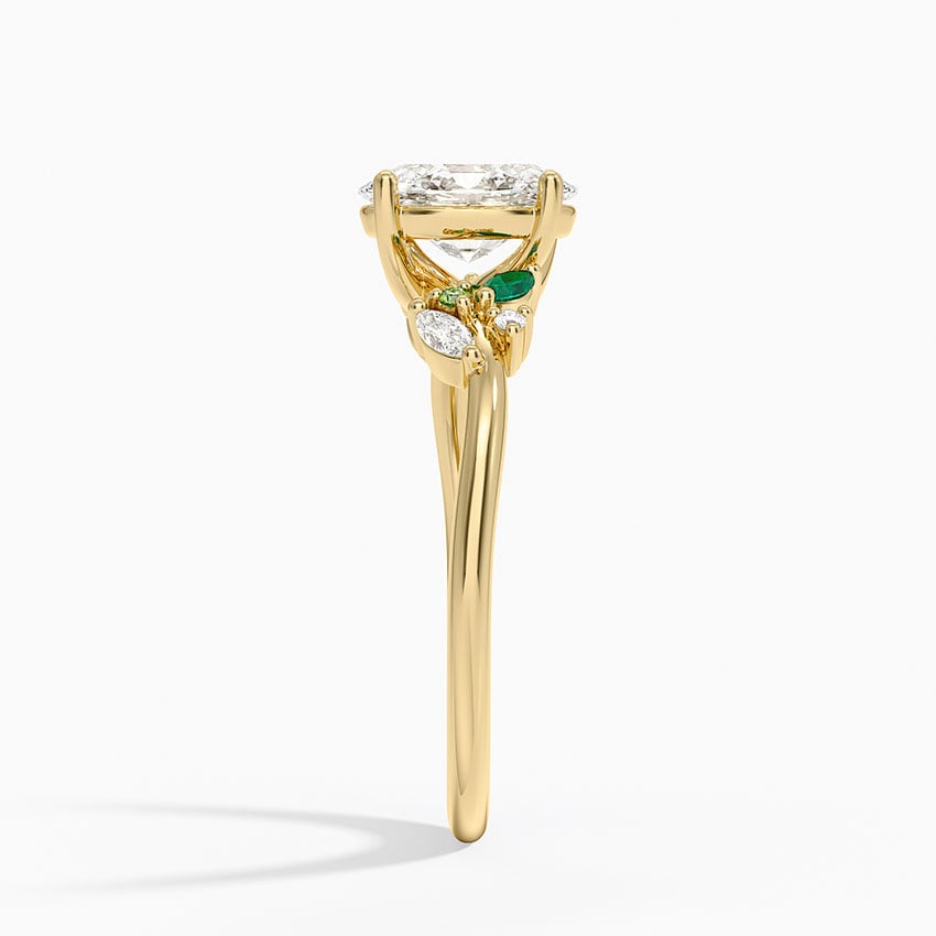 Arden Diamond Ring with Lab Emerald Accents Yellow Gold 18k Oval Engagement Ring
