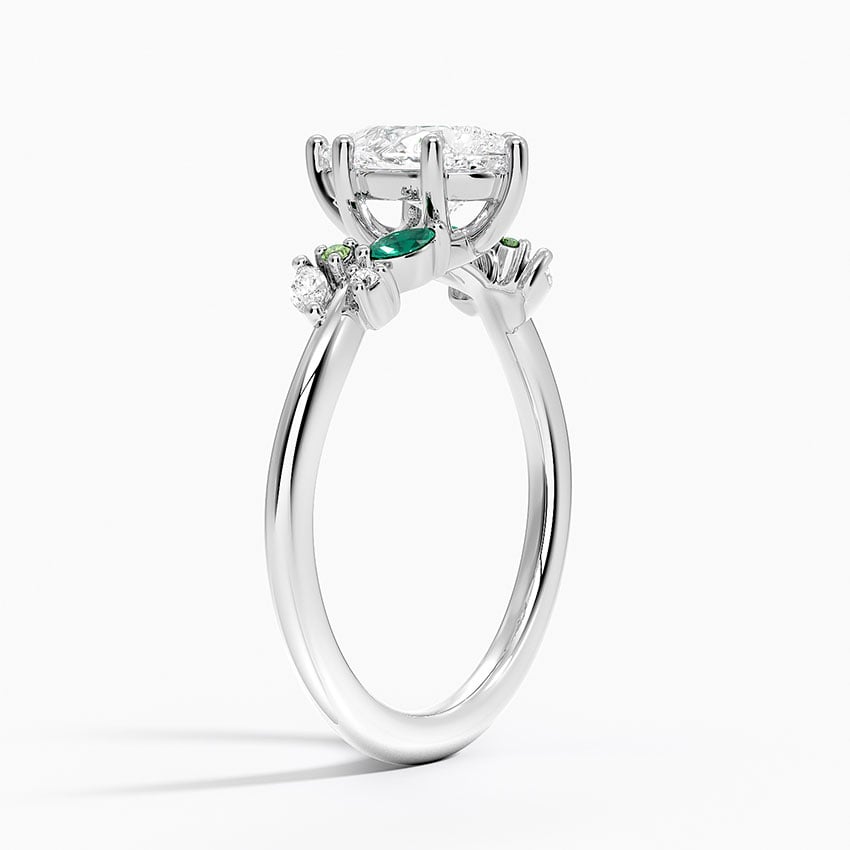 Arden Diamond Ring with Lab Emerald Accents Platinum Pear Engagement Ring