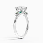 Arden Diamond Ring with Lab Emerald Accents Platinum Pear Engagement Ring
