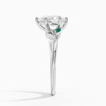 Arden Diamond Ring with Lab Emerald Accents Platinum Pear Engagement Ring