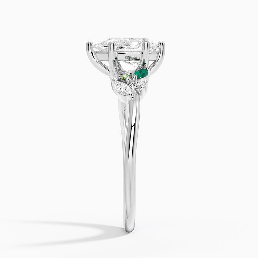 Arden Diamond Ring with Lab Emerald Accents Platinum Pear Engagement Ring