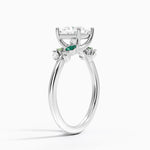 Arden Diamond Ring with Lab Emerald Accents Platinum Princess Engagement Ring