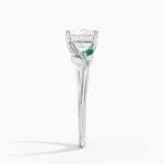 Arden Diamond Ring with Lab Emerald Accents Platinum Princess Engagement Ring