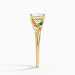 Arden Diamond Ring with Lab Emerald Accents Yellow Gold 18k Princess Engagement Ring