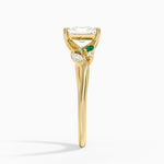 Arden Diamond Ring with Lab Emerald Accents Yellow Gold 18k Radiant Engagement Ring